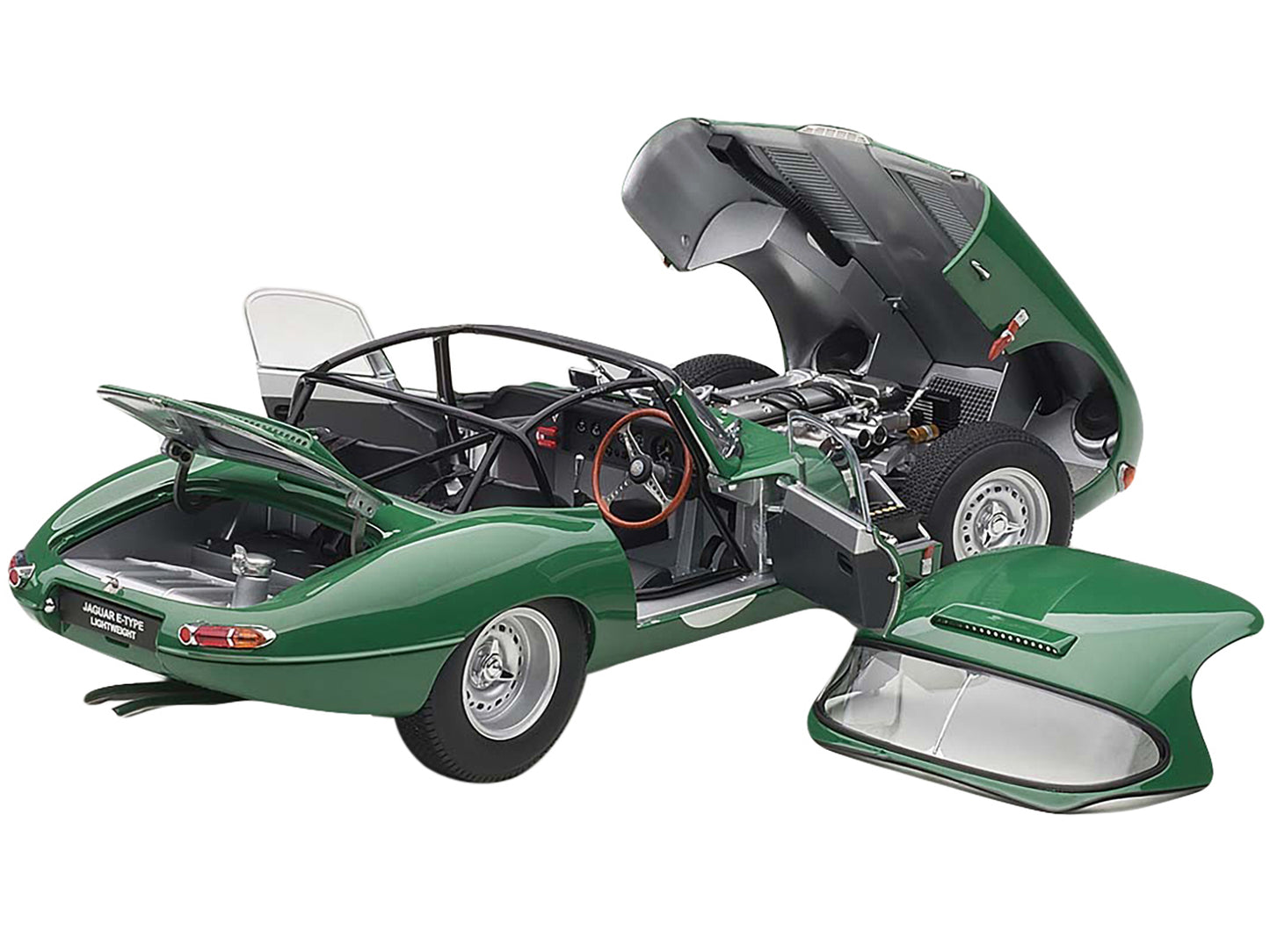 Jaguar Lightweight E Type Roadster RHD (Right Hand Drive) Opalescent Dark Green 1/18 Model Car by Autoart