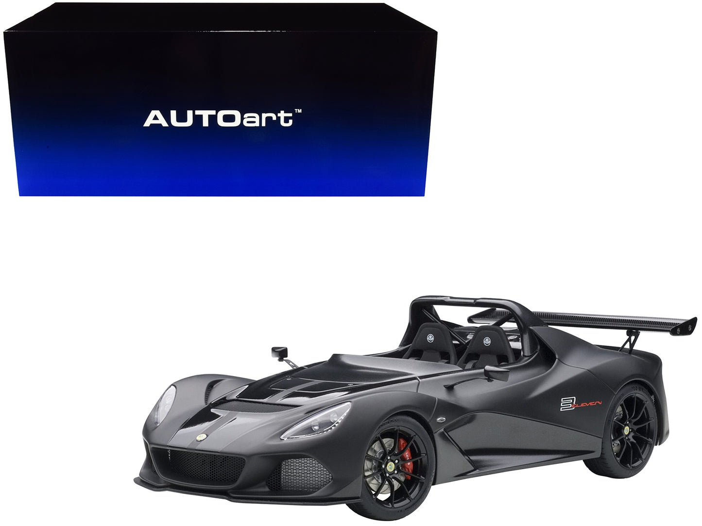 Lotus 3-Eleven Matt Black with Gloss Black Accents 1/18 Model Car by Autoart