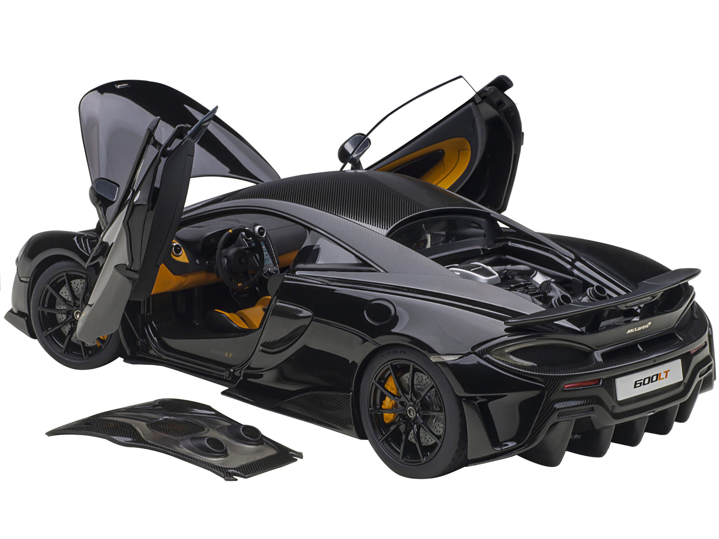 Mclaren 600LT Onyx Black and Carbon 1/18 Model Car by Autoart