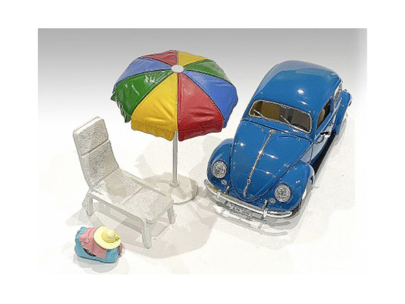 "Beach Girls" Accessories (Beach Chair and Beach Umbrella and Duffle Bag) for 1/18 Scale Models by American Diorama