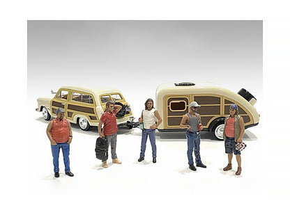 "Campers" 5 piece Figure Set for 1/18 Scale Models by American Diorama