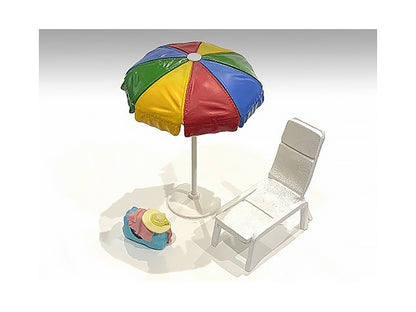 "Beach Girls" Accessories (Beach Chair and Beach Umbrella and Duffle Bag) for 1/24 Scale Models by American Diorama