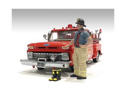 "Firefighters" Getting Ready Figure with Boots Accessory for 1/24 Scale Models by American Diorama