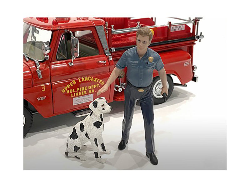 "Firefighters" Fire Dog Training Figures (Trainer and Dog) for 1/24 Scale Models by American Diorama