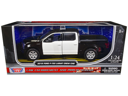 2019 Ford F-150 Lariat Crew Cab Pickup Truck Unmarked Plain Black and White "Law Enforcement and Public Service" Series 1/24 Diecast Model Car by Motormax