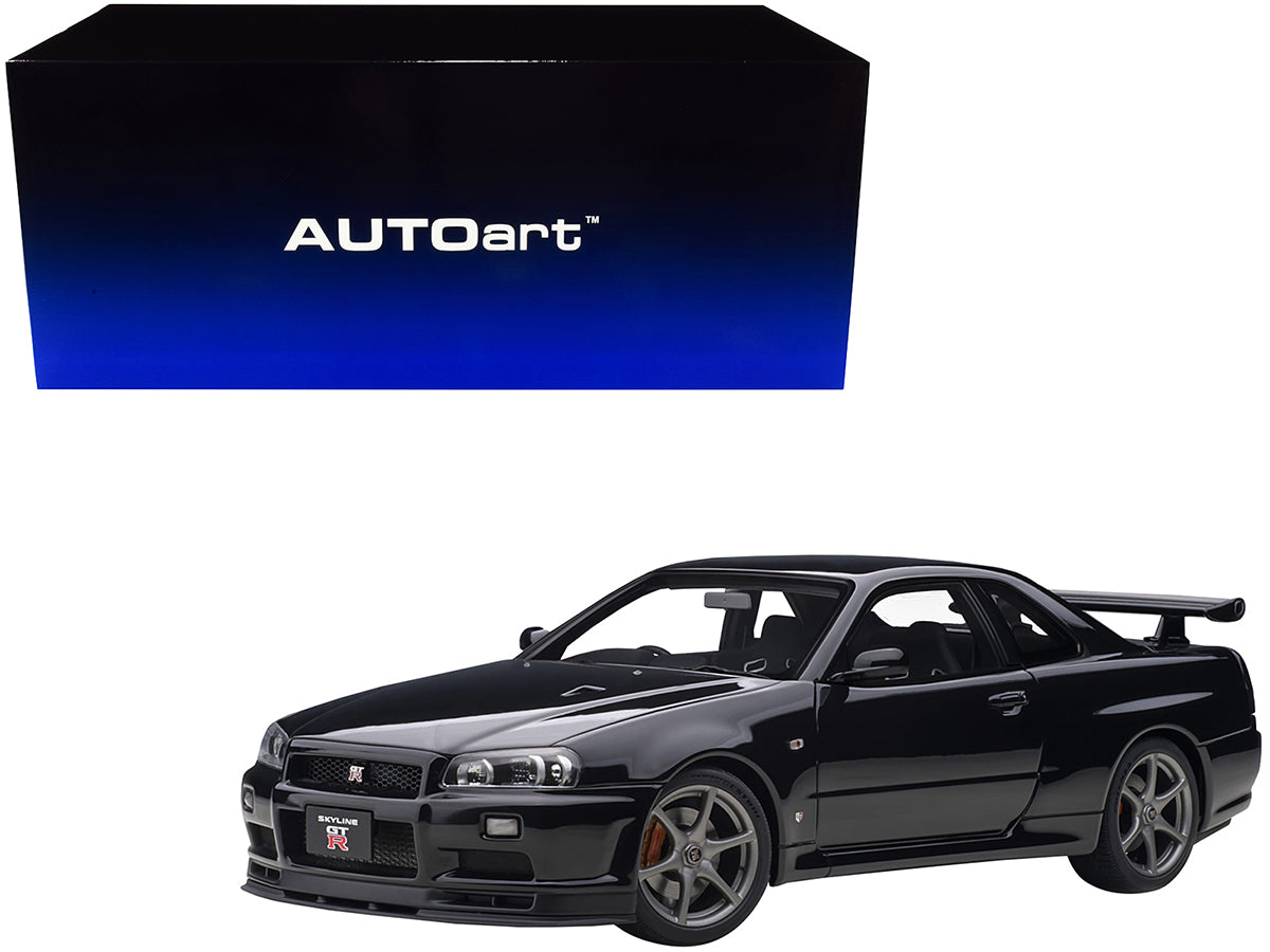 Nissan Skyline GT-R (R34) V-Spec II RHD (Right Hand Drive) Black Pearl 1/18 Model Car by Autoart