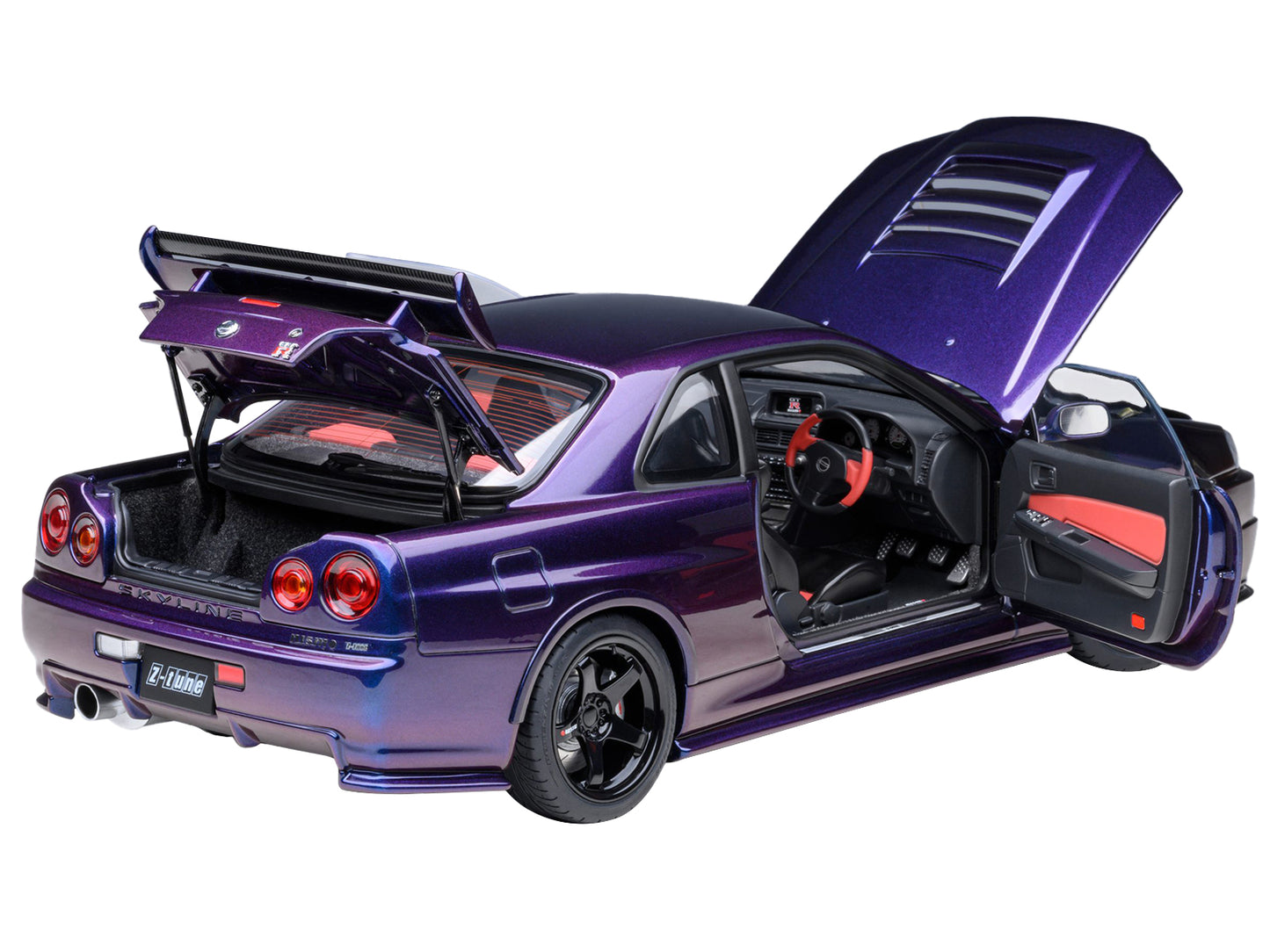 Nissan Nismo R34 GT-R Z-TUNE RHD (Right Hand Drive) Midnight Purple III Metallic 1/18 Model Car by Autoart