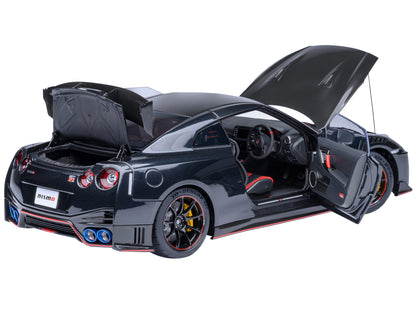 2022 Nissan GT-R (R35) Nismo Special Edition RHD (Right Hand Drive) Meteor Flake Black Pearl with Carbon Hood and Top 1/18 Model Car by Autoart