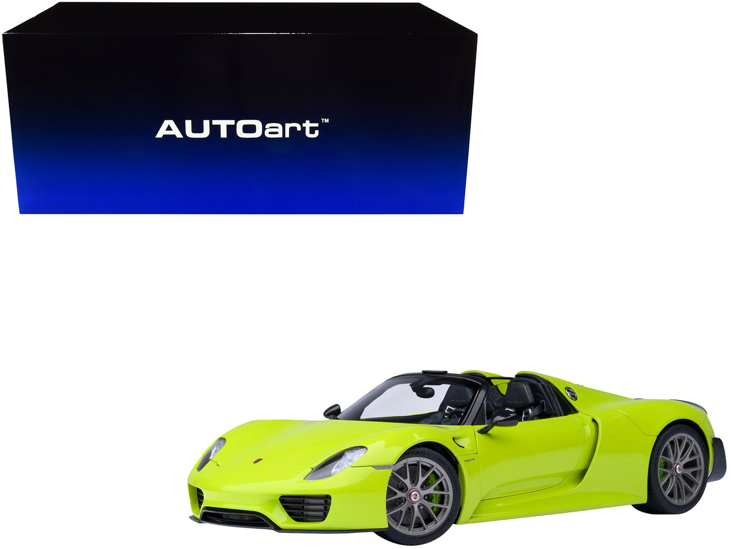 Porsche 918 Spyder "Weissach Package" Acid Green 1/18 Model Car by Autoart