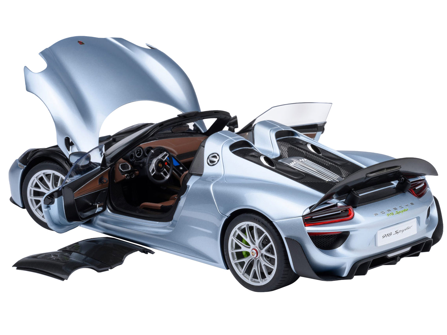 Porsche 918 Spyder "Weissach Package" Liquid Metal Chrome Blue Metallic 1/18 Model Car by Autoart