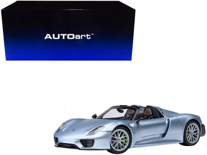 Porsche 918 Spyder "Weissach Package" Liquid Metal Chrome Blue Metallic 1/18 Model Car by Autoart