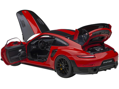 Porsche 911 (991.2) GT2 RS Weissach Package Guards Red with Carbon Stripes 1/18 Model Car by Autoart