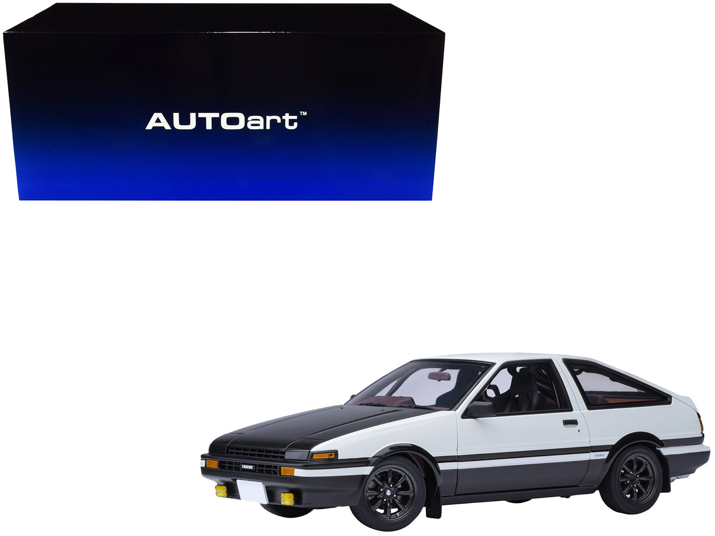 Toyota Sprinter Trueno (AE86) RHD (Right Hand Drive) "Project D Final Version" White with Carbon Hood "Initial D" (1995-2013) TV Series 1/18 Model Car by Autoart