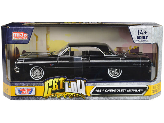 1964 Chevrolet Impala Lowrider Hard Top Black "Get Low" Series 1/24 Diecast Car Model by Motormax