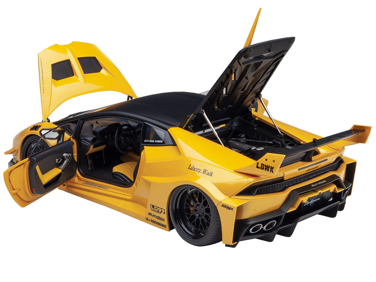 Lamborghini Huracan GT "LB-Silhouette Works" Yellow Metallic with Black Top 1/18 Model Car by Autoart