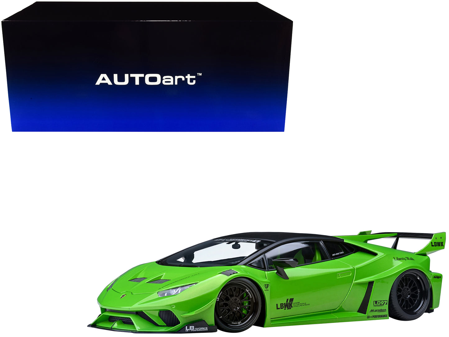 Lamborghini Huracan GT "LB-Silhouette Works" Pearl Green Metallic with Black Top 1/18 Model Car by Autoart