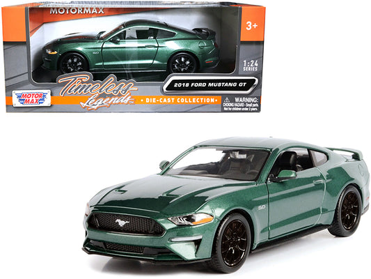 2018 Ford Mustang GT 5.0 Green Metallic 1/24 Diecast Model Car by Motormax