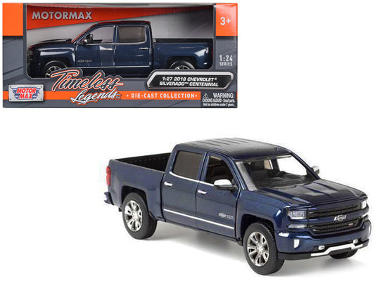 2018 Chevrolet Silverado LTZ Pickup Truck Centennial Edition Blue Metallic "100 Years Anniversary" 1/27 Diecast Model Car by Motormax