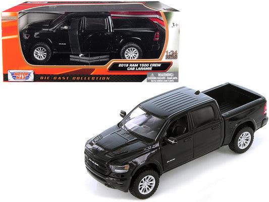 2019 RAM 1500 Laramie Crew Cab Pickup Truck Black 1/24 Diecast Model Car by Motormax