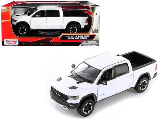 2019 RAM 1500 Rebel Crew Cab Pickup Truck White 1/24-1/27 Diecast Model Car by Motormax