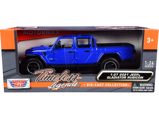 2021 Jeep Gladiator Rubicon (Open Top) Pickup Truck Blue 1/24-1/27 Diecast Model Car by Motormax