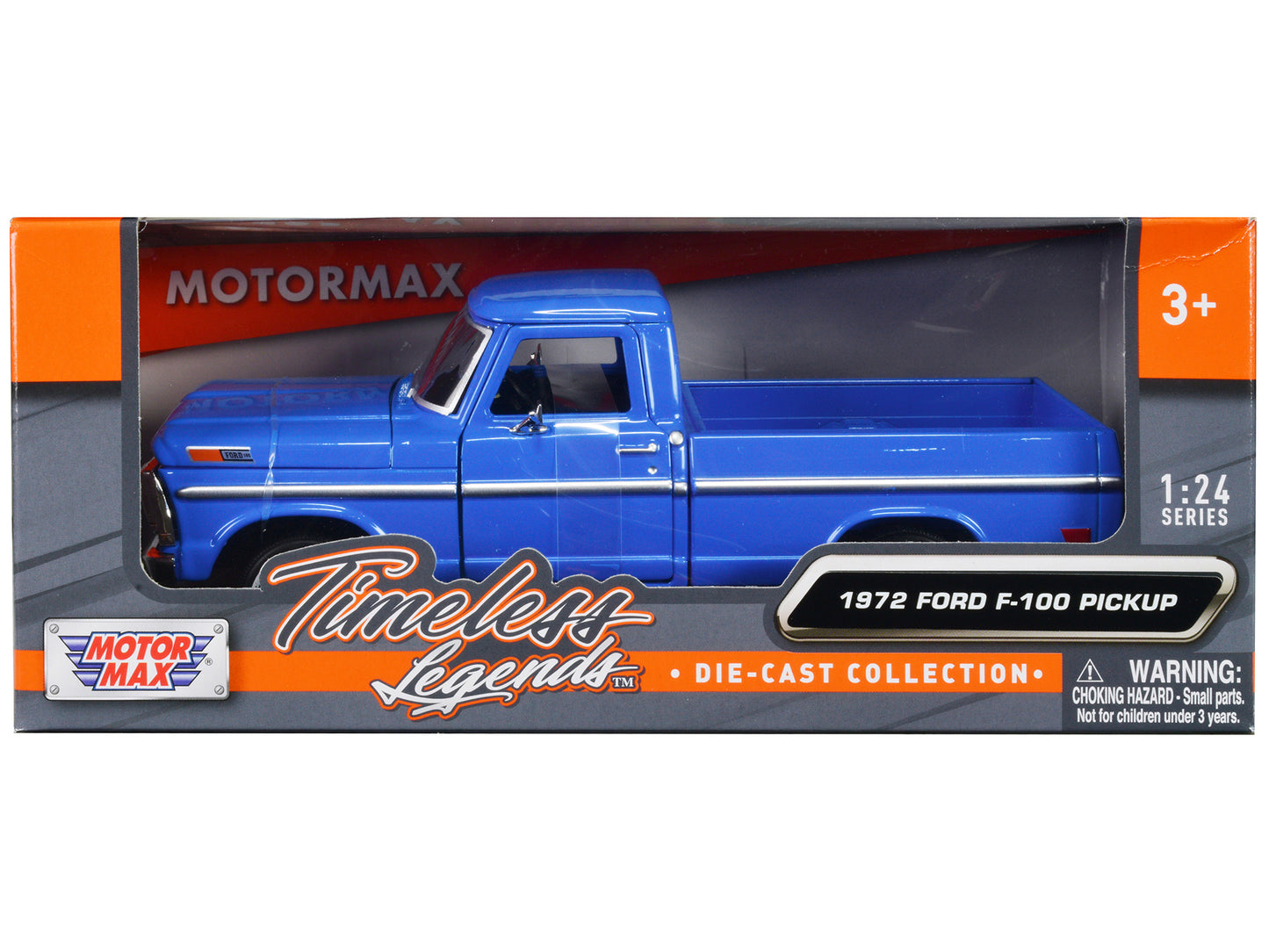 1972 Ford F-100 Pickup Truck Blue "Timeless Legends" Series 1/24 Diecast Model Car by Motormax