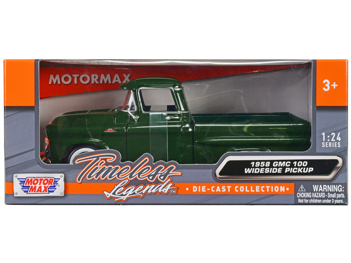 1958 GMC 100 Wideside Pickup Truck Green "Timeless Legends" Series 1/24 Diecast Model Car by Motormax