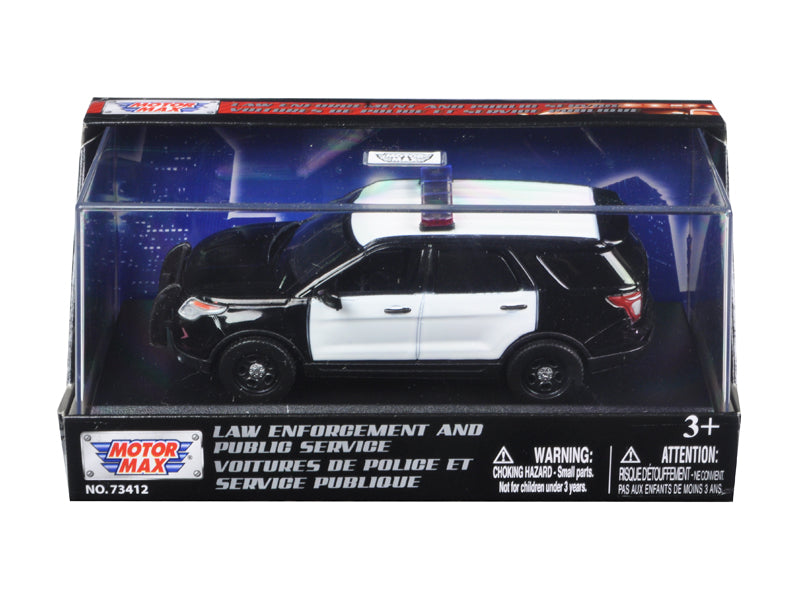 2015 Ford Police Interceptor Utility Plain Black and White 1/43 Diecast Model Car by Motormax