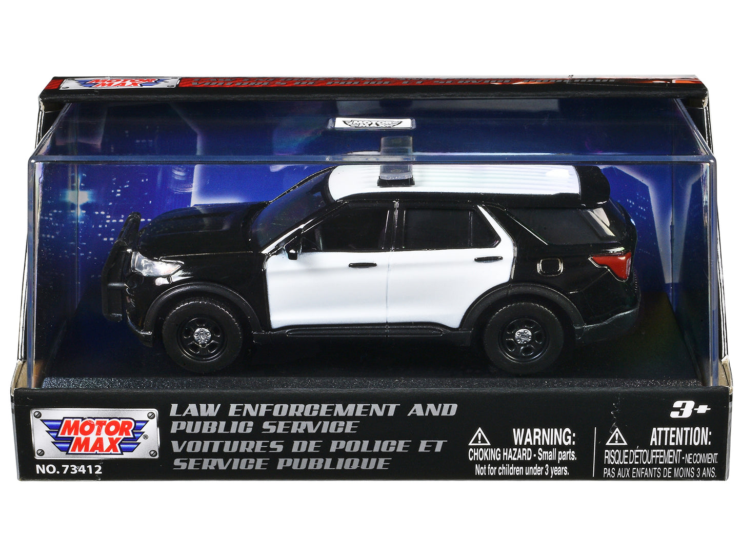 2022 Ford Police Interceptor Utility Black and White Unmarked "Law Enforcement and Public Service" Series 1/43 Diecast Model Car by Motormax