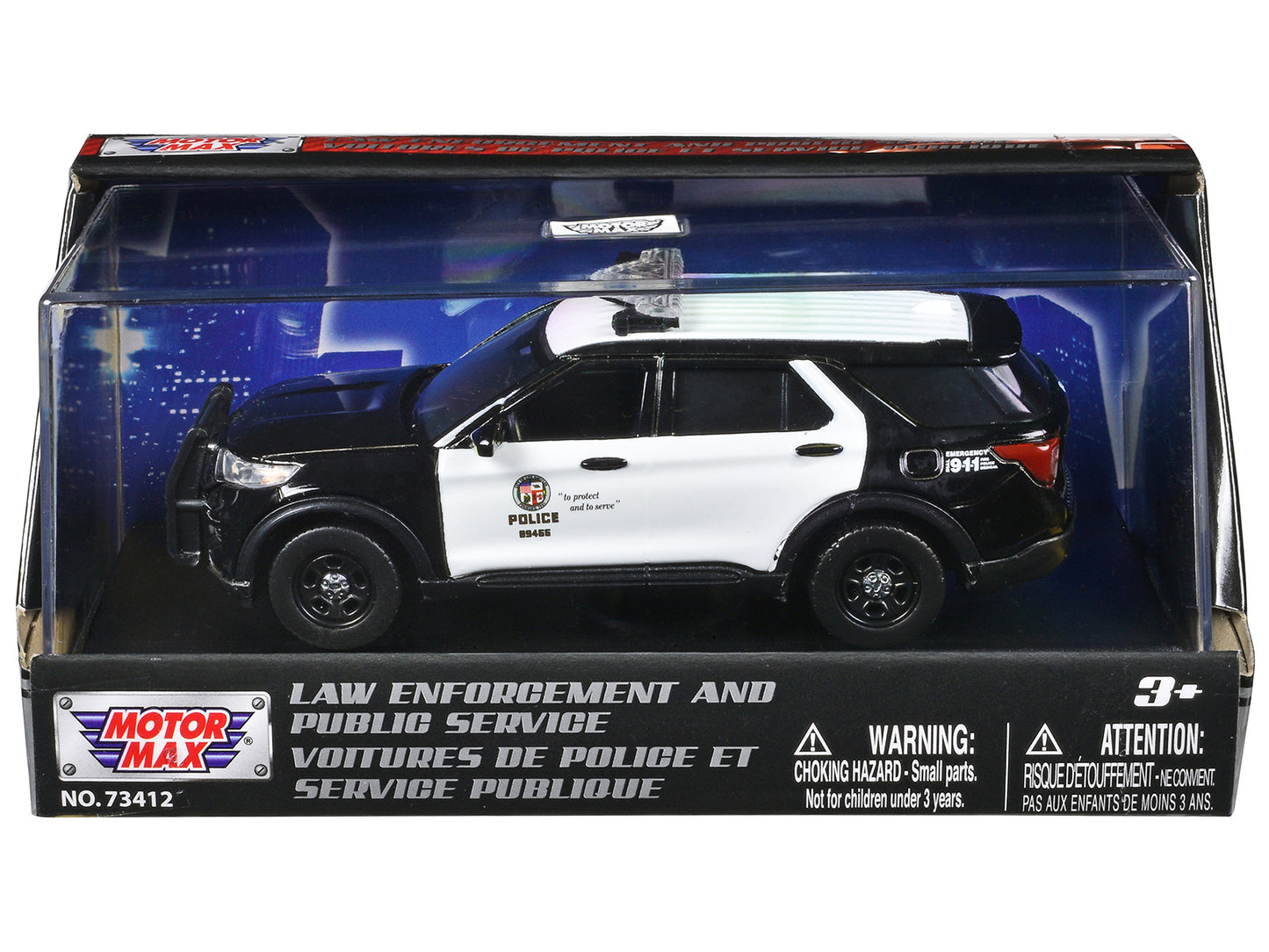 2022 Ford Police Interceptor Utility "LAPD (Los Angeles Police Department)" Black and White "Law Enforcement and Public Service" Series 1/43 Diecast Model Car by Motormax