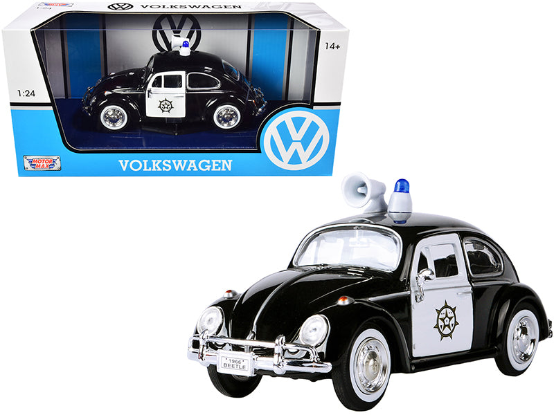 1966 Volkswagen Beetle Police Car Black and White 1/24 Diecast Model Car by Motormax