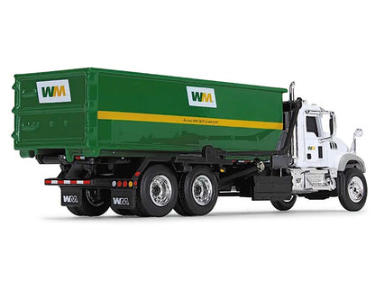 Mack Granite MP Refuse Garbage Truck with Tub-Style Roll-Off Container "Waste Management" White and Green 1/87 (HO) Diecast Model by First Gear