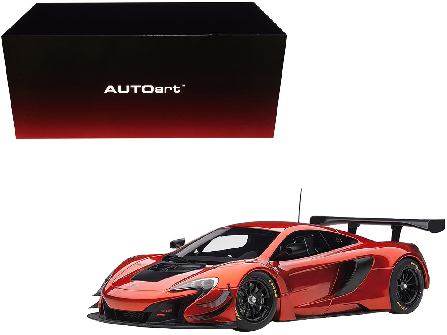 Mclaren 650S GT3 Volcano Orange with Black Accents 1/18 Model Car by Autoart