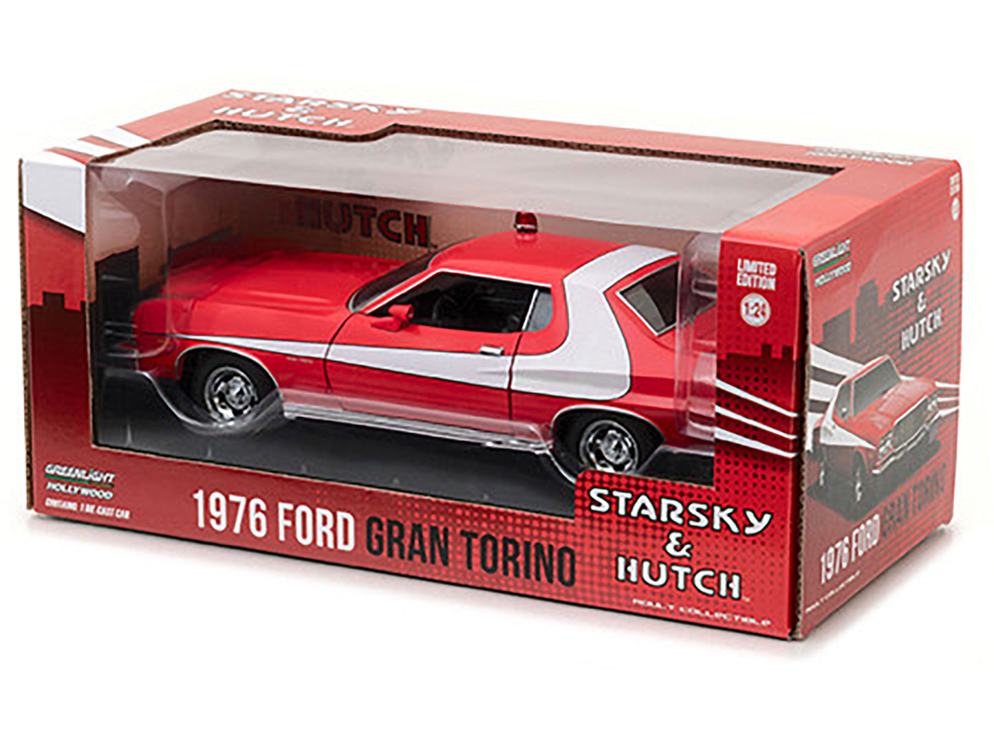 1976 Ford Gran Torino Red with White Stripes "Starsky and Hutch" (1975-1979) TV Series 1/24 Diecast Model Car by Greenlight