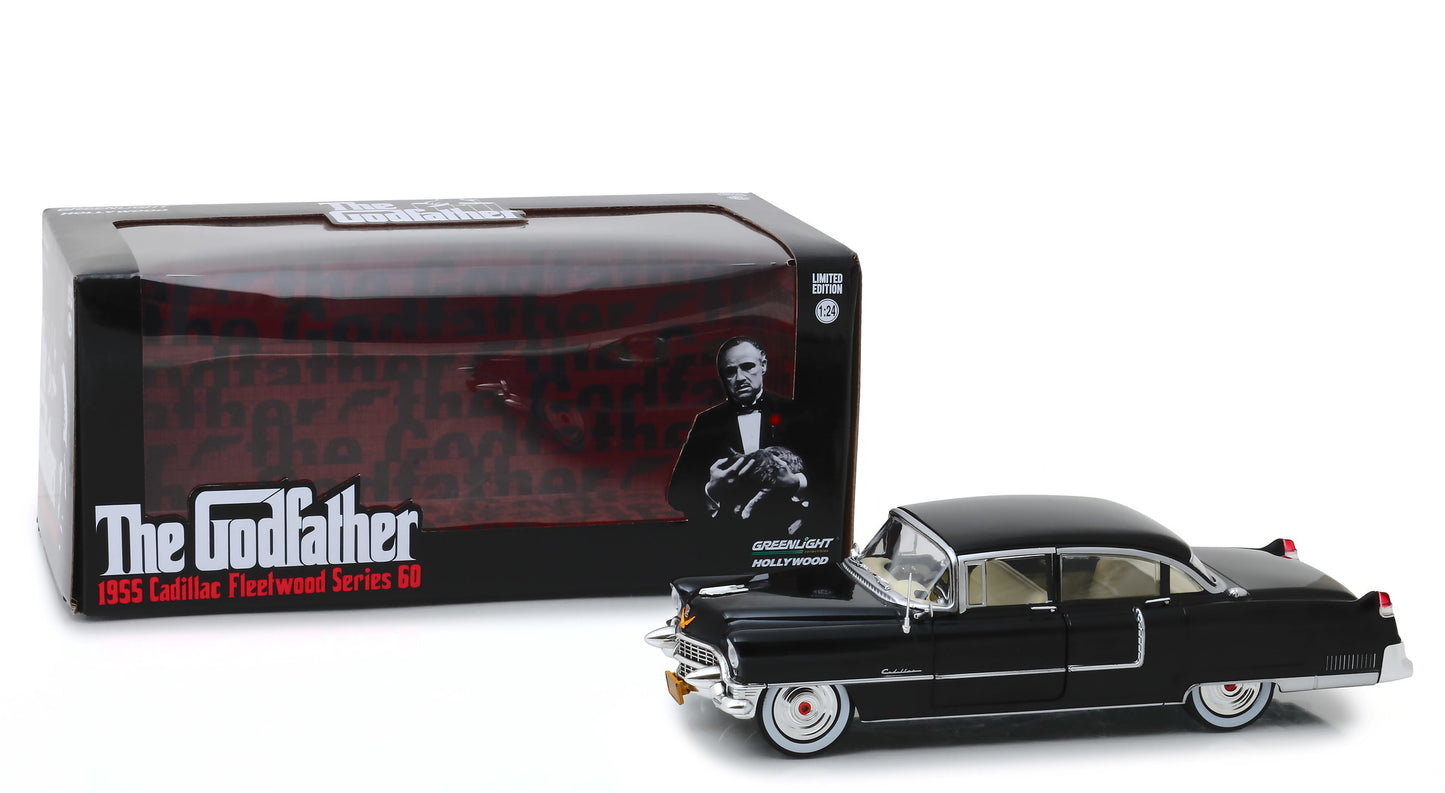 1955 Cadillac Fleetwood Series 60 Black "The Godfather" (1972) Movie 1/24 Diecast Model Car by Greenlight