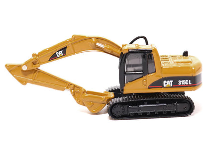 CAT Caterpillar CT660 Day Cab Tractor Blue Metallic with Lowboy Trailer and CAT 315C L Hydraulic Excavator Yellow 1/87 (HO) Diecast Model by Diecast Masters