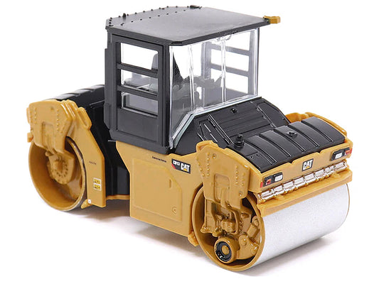 CAT Caterpillar CB-13 Tandem Vibratory Roller with Cab Yellow and Black 1/64 Diecast Model by Diecast Masters