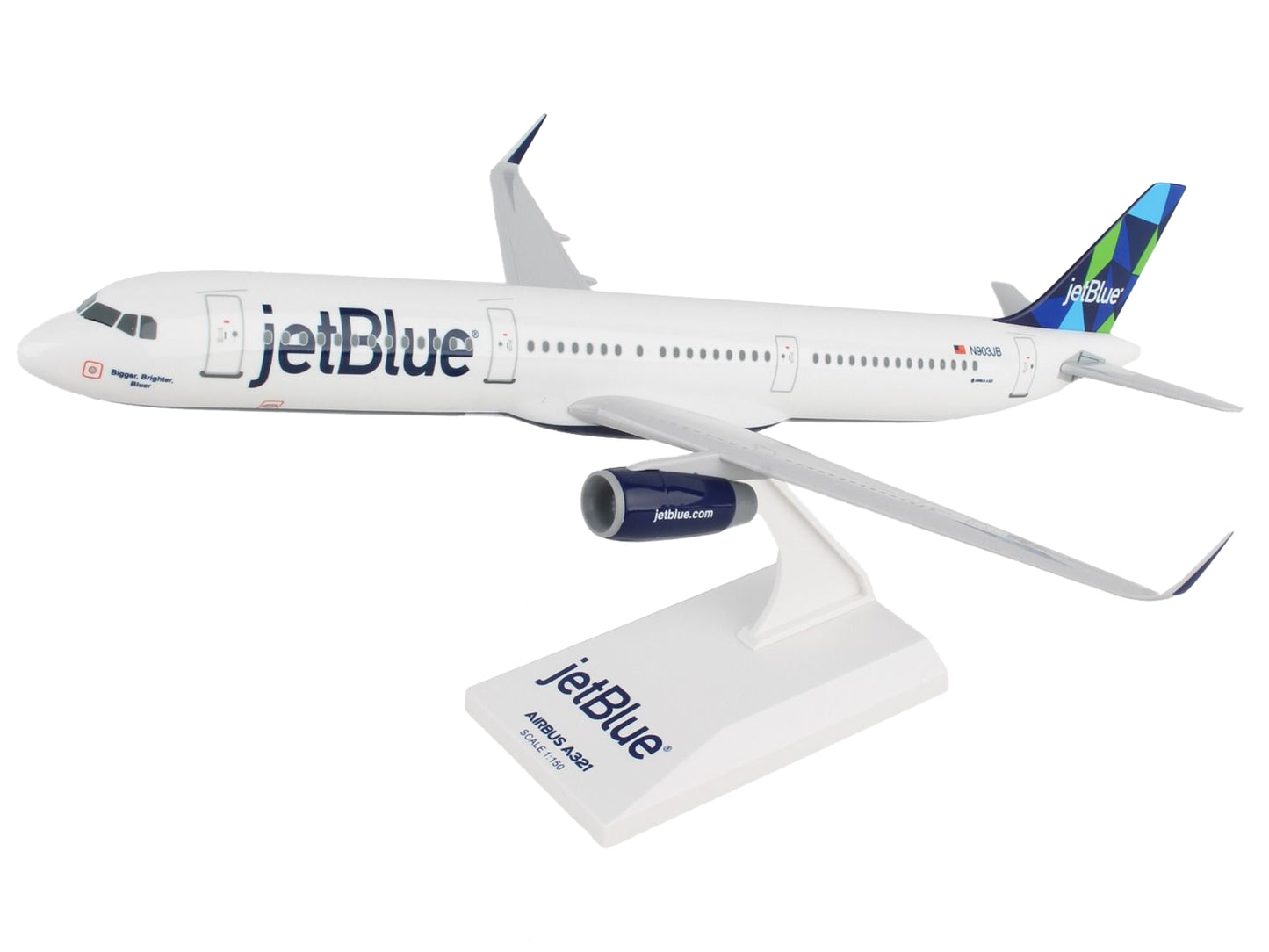 Airbus A321 Commercial Aircraft "JetBlue Airways" (N903JB) White with Blue Tail (Snap-Fit) 1/150 Plastic Model by Skymarks