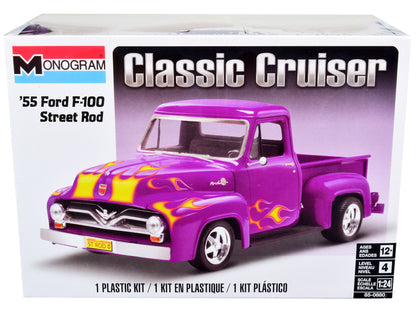 Level 4 Model Kit 1955 Ford F-100 Street Rod Pickup Truck "Classic Cruiser" 1/24 Scale Model by Revell