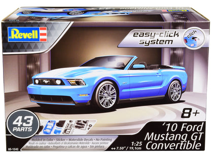 Level 2 Easy-Click 2010 Ford Mustang GT Convertible Blue 1/25 Scale Model by Revell