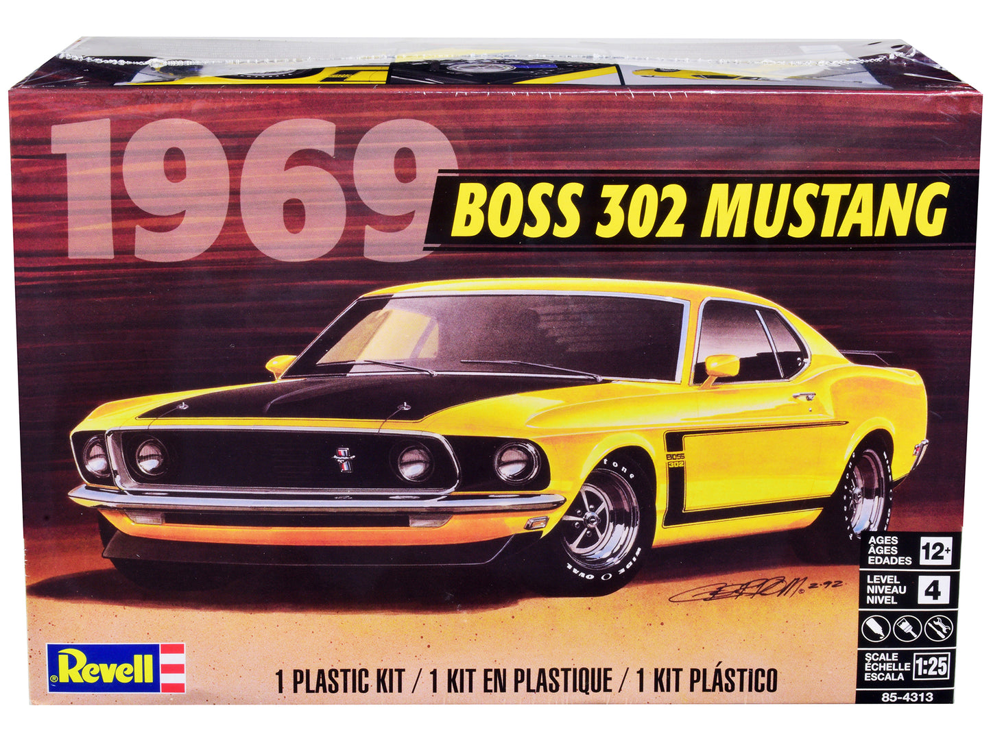 Level 4 Model Kit 1969 Ford Mustang Boss 302 1/25 Scale Model by Revell