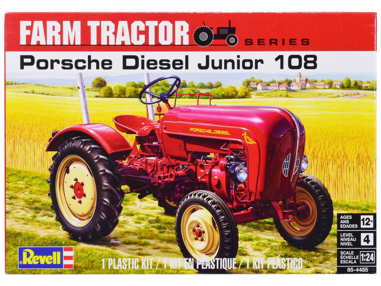 Level 4 Model Kit Porsche Diesel Junior 108 Tractor "Farm Tractor Series" 1/24 Scale Model by Revell