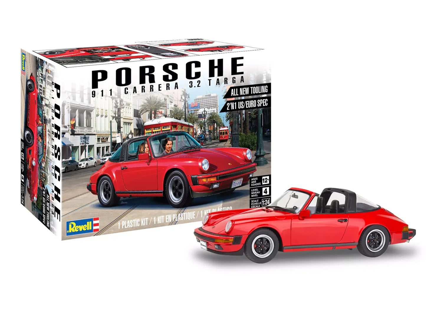 Level 4 Model Kit Porsche 911 Carrera 3.2 Targa 2-in-1 Kit 1/24 Scale Model by Revell