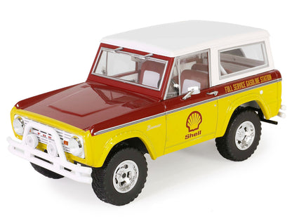 1977 Ford Bronco "Shell Oil" Red and Yellow with White Top "Running on Empty" Series 7 1/24 Diecast Model Car by Greenlight