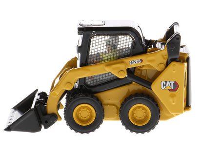 CAT Caterpillar 242D3 Wheeled Skid Steer Loader with Work Tools and Operator Yellow "High Line Series" 1/50 Diecast Model by Diecast Masters