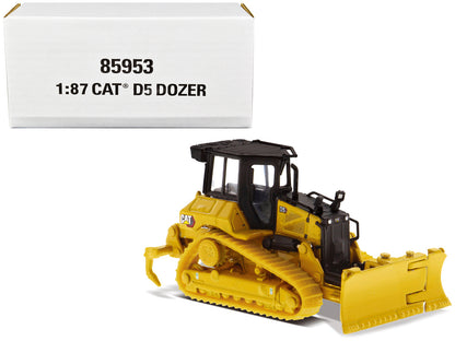 CAT Caterpillar D5 Track-Type Dozer Yellow with Fine Grading Undercarriage and Foldable Blade "High Line Series" 1/87 (HO) Scale Diecast Model by Diecast Masters