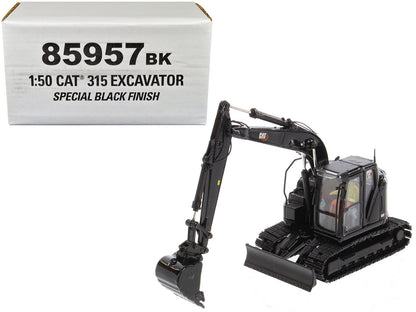 CAT Caterpillar 315 Track Type Hydraulic Excavator Special Black Finish with Operator "High Line" Series 1/50 Diecast Model by Diecast Masters