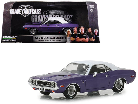 1970 Dodge Challenger R/T Purple with White Top "Graveyard Carz" (2012) TV Series (Season 5 - "Chally vs. Chally") 1/43 Diecast Model Car by Greenlight