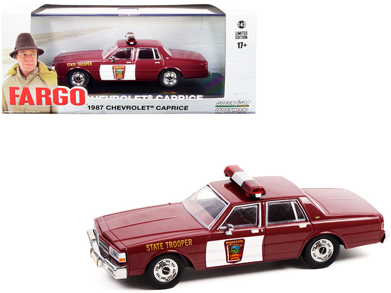 1987 Chevrolet Caprice Burgundy with Burgundy Interior "Minnesota State Trooper" "Fargo" (1996) Movie 1/43 Diecast Model Car by Greenlight