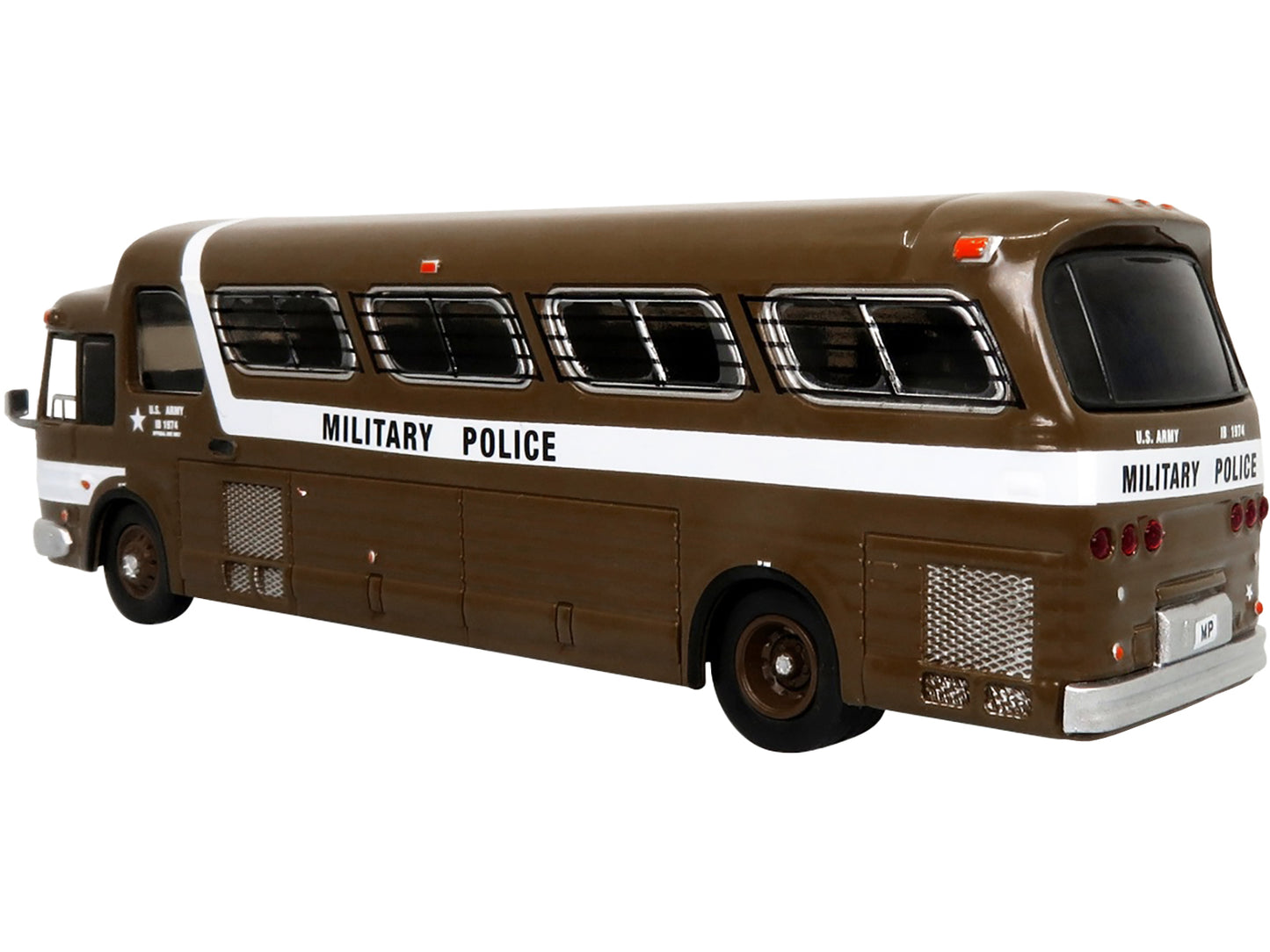 1966 GM PD4107 "Buffalo" Coach Bus U.S. Army Military Police Destination: "Fort Dix" "Vintage Bus & Motorcoach Collection" 1/87 Diecast Model by Iconic Replicas